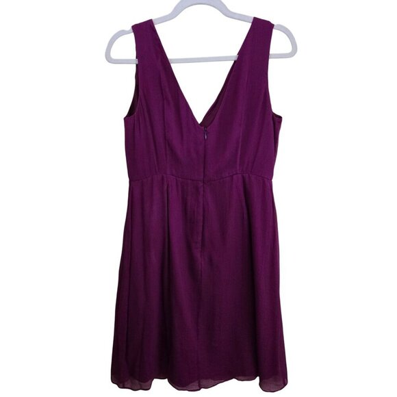 J.Crew Louisa Silk Chiffon 100% Silk Dress Plum Size 10 - Picture 3 of 5